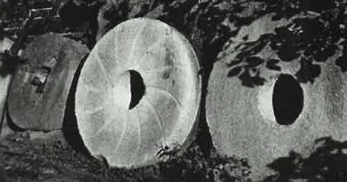 Mühlsteine, welche vor dem Klostergebäude abgelegt wurden