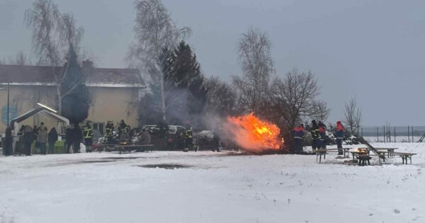 Die Weihnachtsbäume gingen beim Traditionsfeuer in Flammen auf.