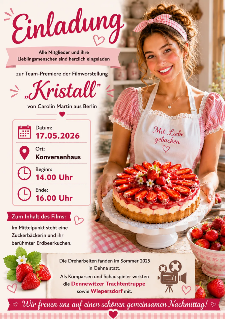 Einladung zum Film Kristalle von Carolin Martin.