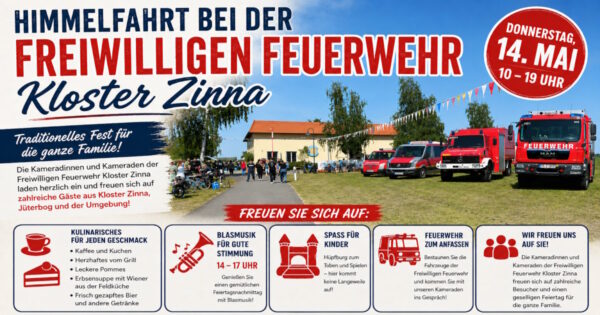 Flyer für das Fest der Freiwilligen Feuerwehr zu Himmelfahrt 2026