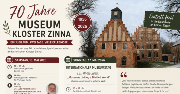 Flyer zum 70-jährigen Jubiläum des Museums in Kloster Zinna