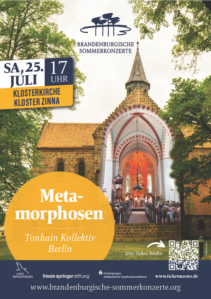 Plakat zum Brandenburgischen Sommerkonzert in Kloster Zinna 2026.